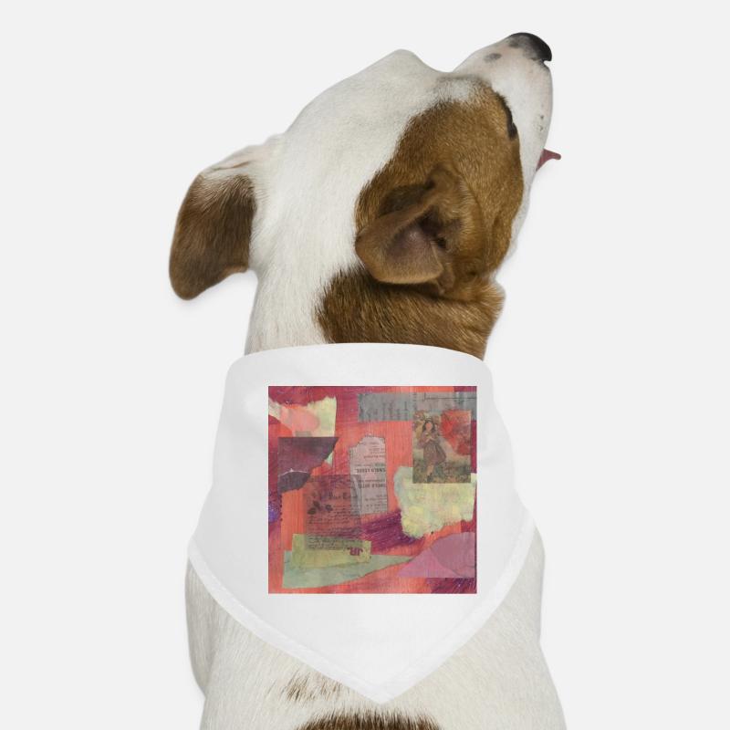Abstrakte Collage - Hunde-Bandana - Weiß