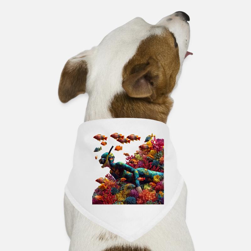 Plongeur sous-marin dans un récif corallien Bandana pour chien
