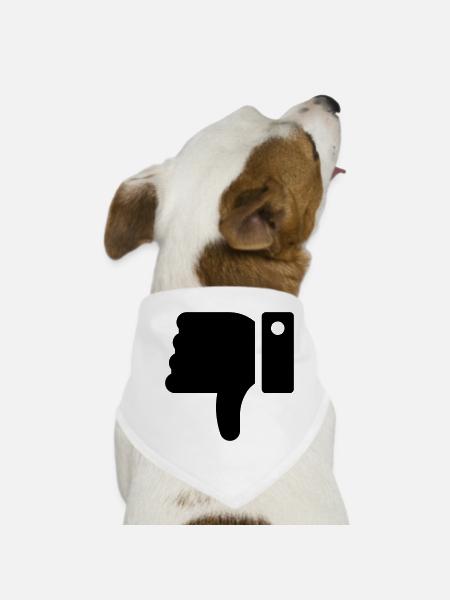 Dislike Hand, Hater Symbol, Daumen Runter - Hunde-Bandana - Weiß - Vorne