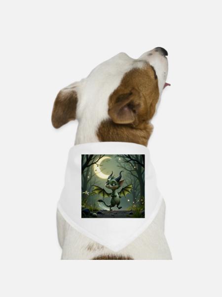 Dragon de la Nuit de la Forêt - Bandana pour chien - blanc - Devant