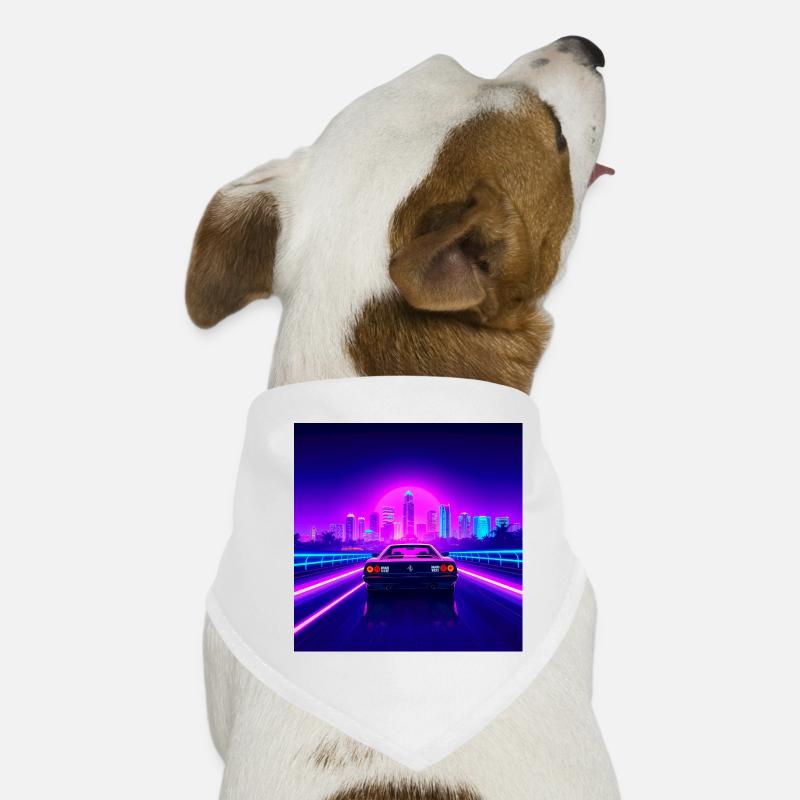 Neon Skyline und Retro Cabriolet Hunde-Bandana