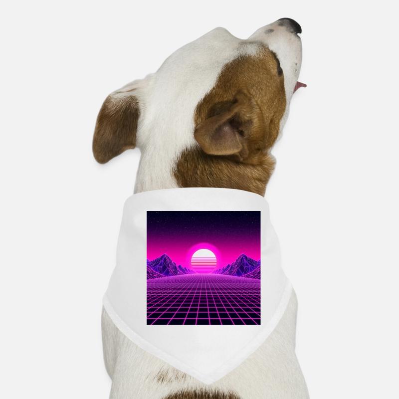 Neon Horizon Retrogrid Sunrise Dog Bandana