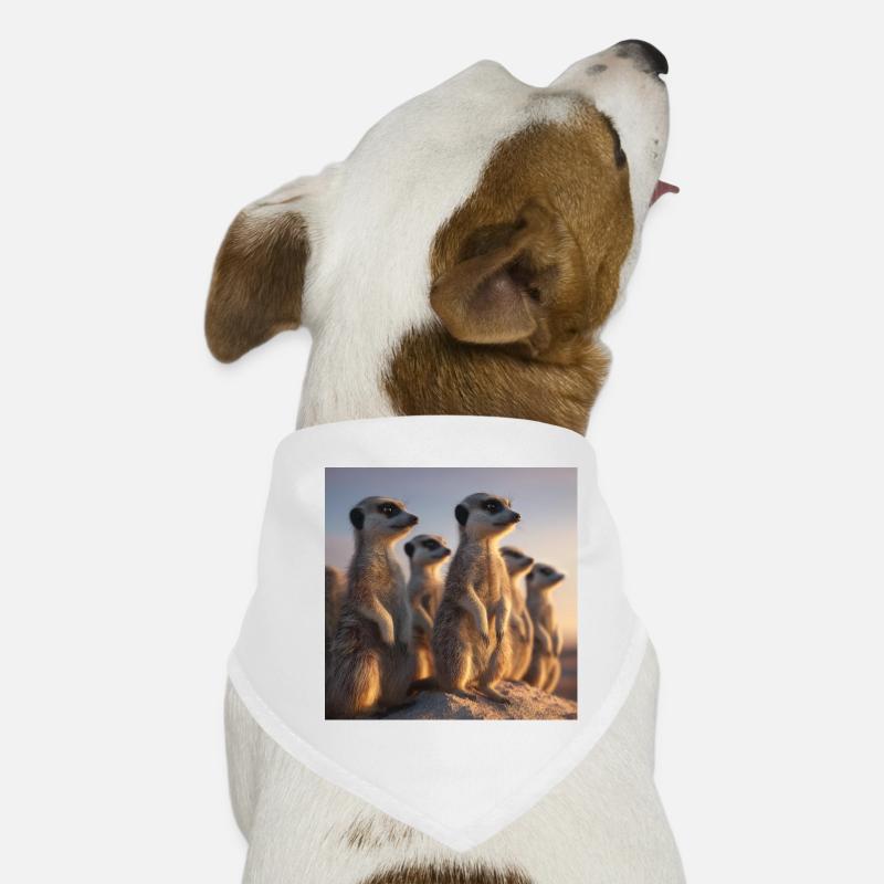 Wachsame Meerkatzen im Abendlicht Erdmännchen - Hunde-Bandana - Weiß