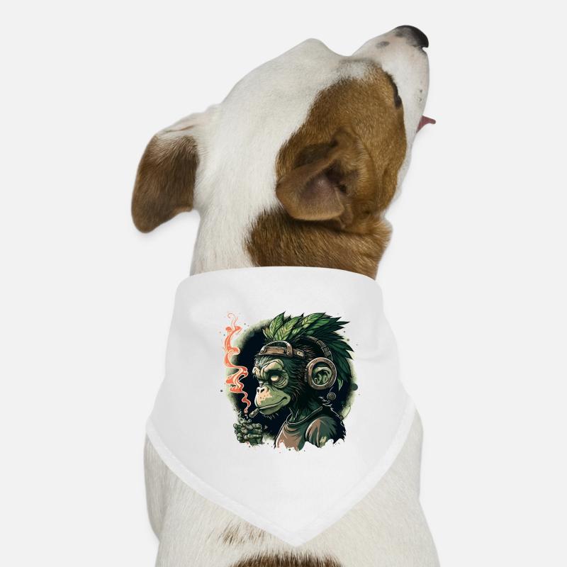 Gorilla mit Kopfhörern und Rauch Hunde-Bandana