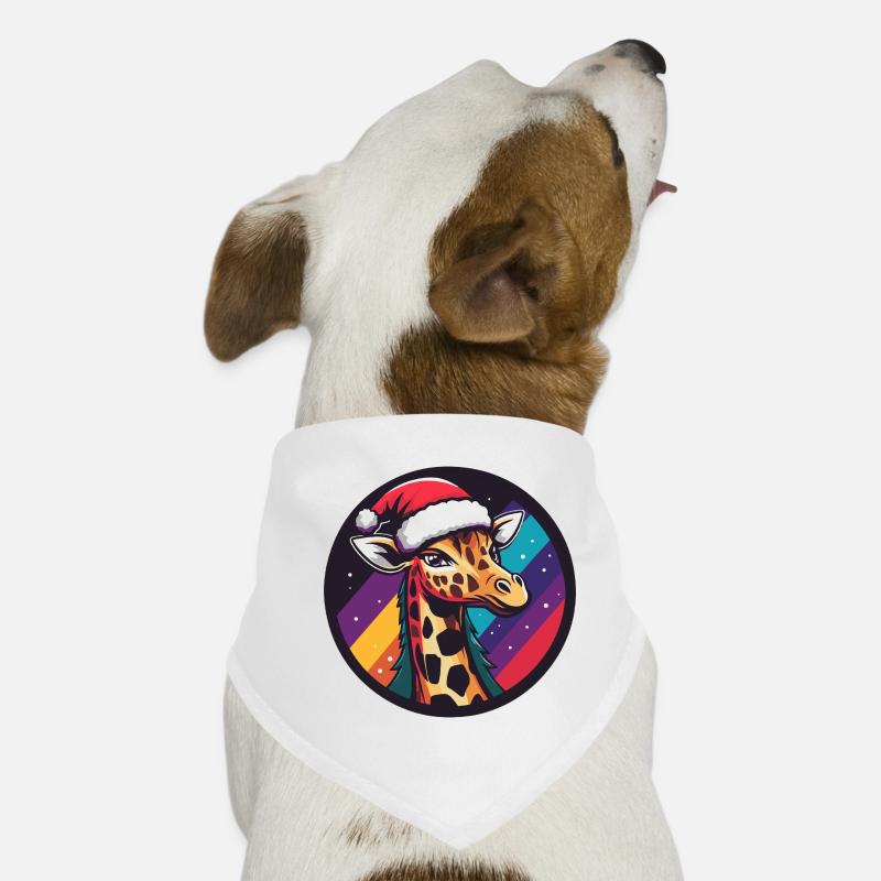 Giraffe in Santa Rainbow Dog Bandana