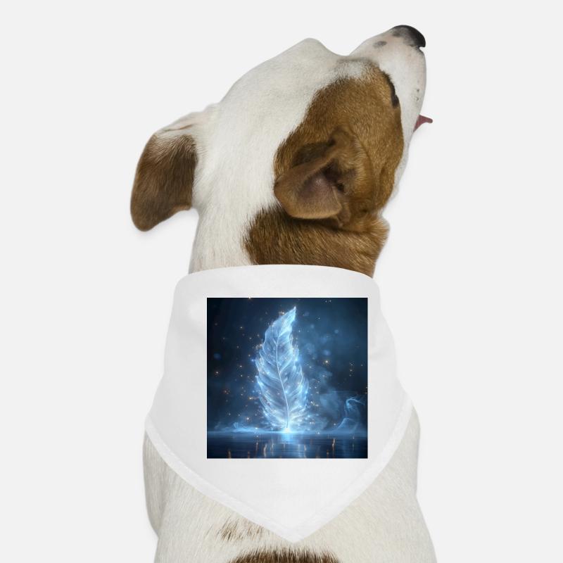 Ätherische Feder leuchtend – Symbol des Lichts - Hunde-Bandana - Weiß