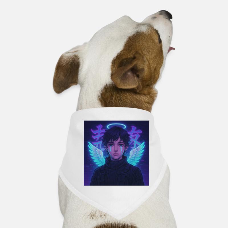 Cyberpunk Angel E-Boy Y2K Synthwave Art Hunde-Bandana