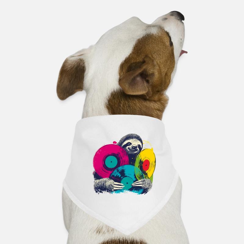 Faultier mit Schallplatten, Musikliebhaber Pop Art Hunde-Bandana