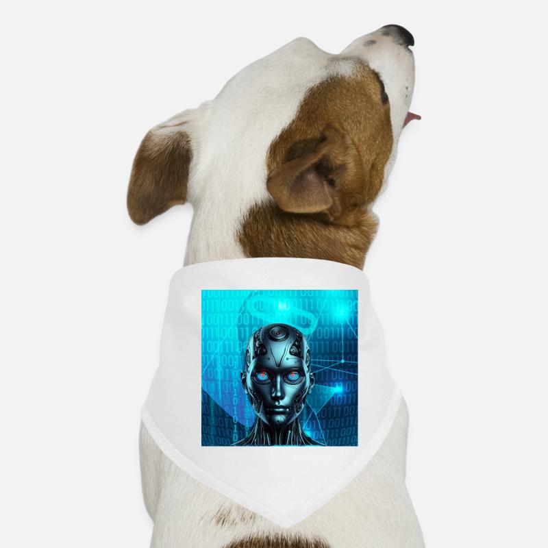 Robotergesicht - Hunde-Bandana - Weiß