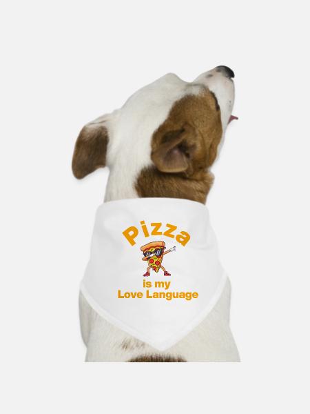 Pizza Is My Love Language, Pizza Lover, Cheese - Dog Bandana - white - Front