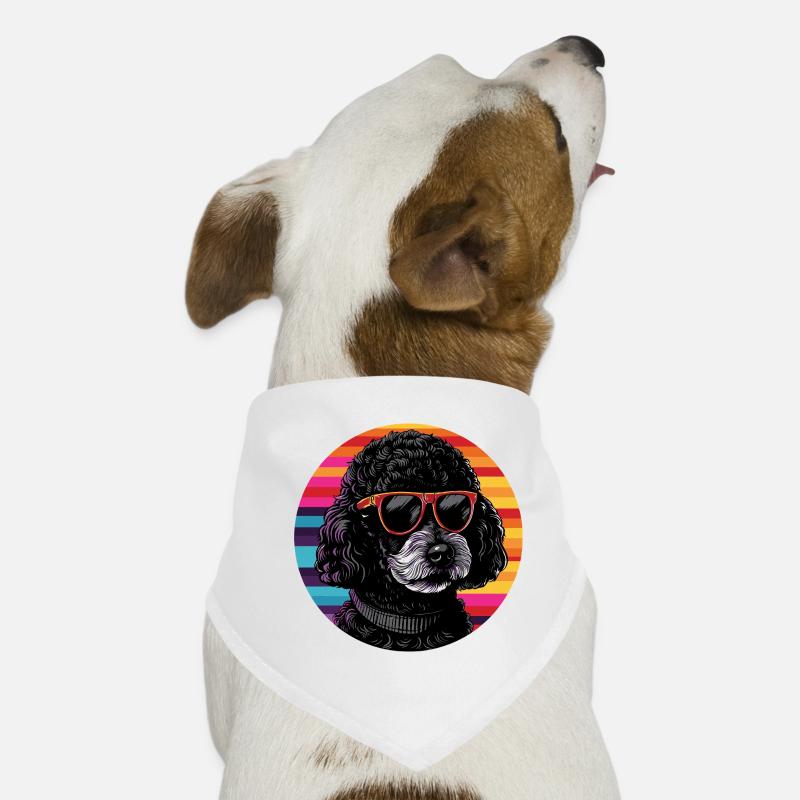 Pudel mit Sonnenbrille im Retro-Ring Hunde-Bandana