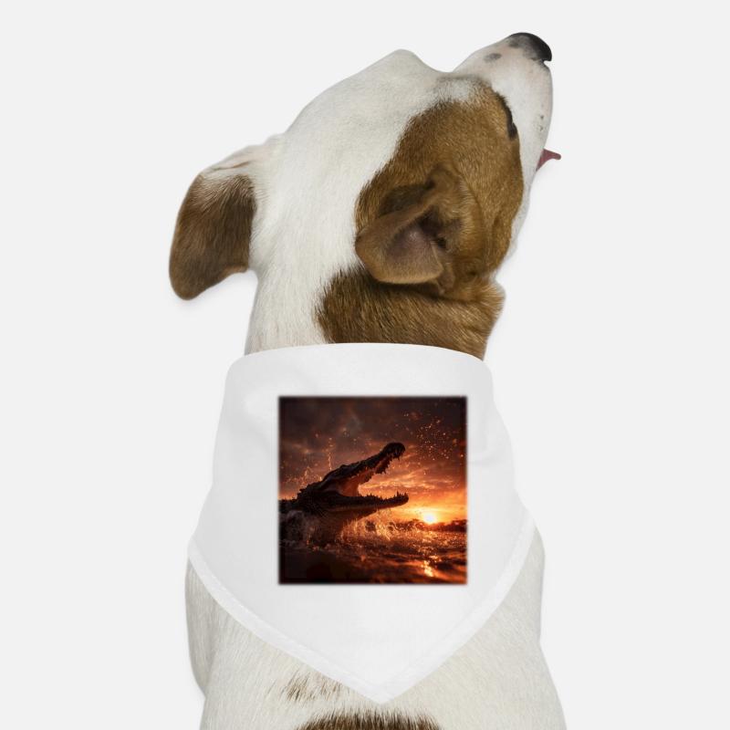 Wild Crocodile Action Sunset River Dog Bandana