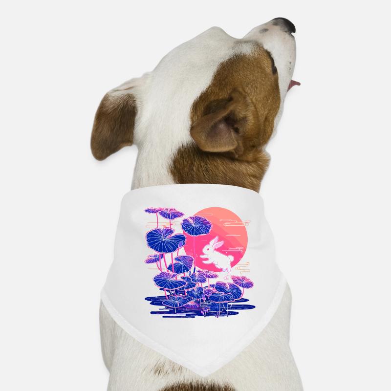 Neon bunny lotus forest in the evening light Dog Bandana