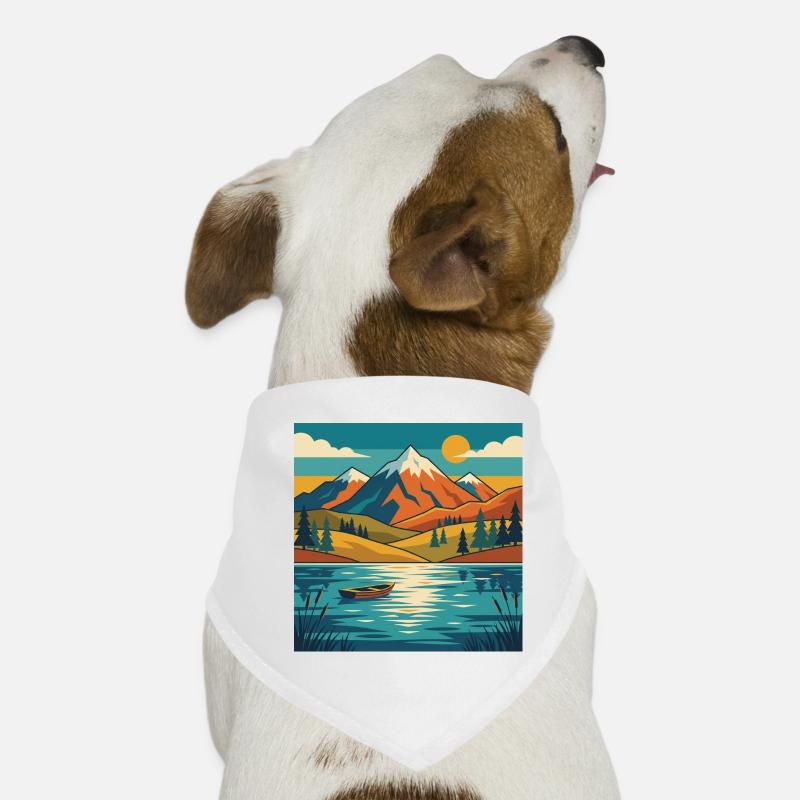 Bergsee-Dämmerung - Hunde-Bandana - Weiß