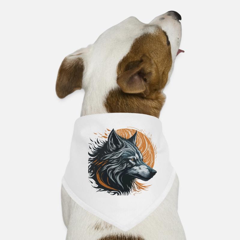 Black Wolf Under Golden Moon Dog Bandana