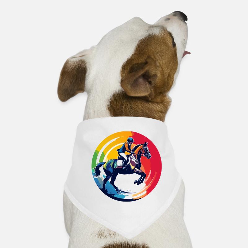 Motif du saut d’obstacles à cheval arc-en-ciel Bandana pour chien