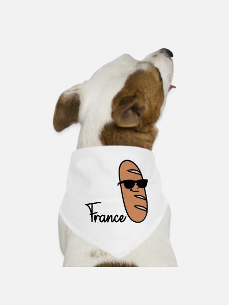 France Baguette - Dog Bandana - white - Front