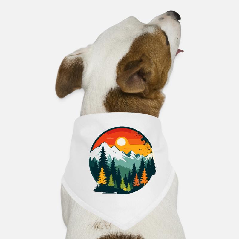 Mountains Forest Mountains Panoramic View Nature Circle Motif Dog Bandana
