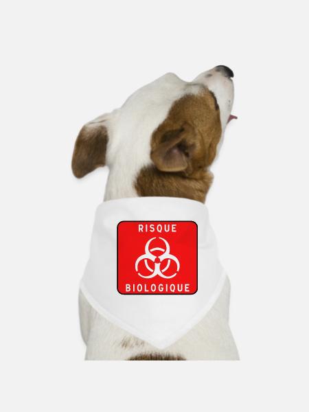 Biologisches Gefahrzeichen, Infektionsrisiko, Material - Hunde-Bandana - Weiß - Vorne