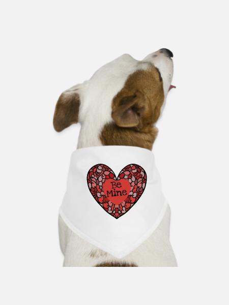 Be Mine Intricate Heart Mosaic - Dog Bandana - white - Front