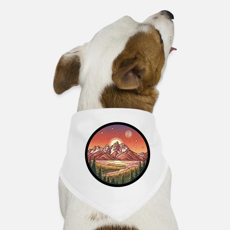 Moonlight Mountains Round Patch Dog Bandana