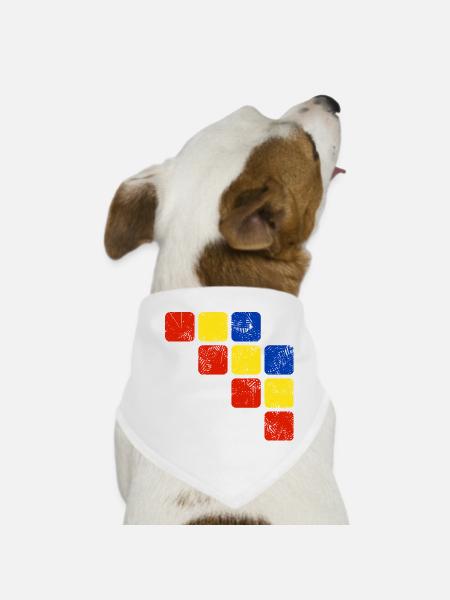 Farben Ornament Muster - Grundfarben - Hunde-Bandana - Weiß - Vorne