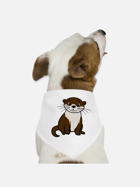 Loutre mignonne Kawaii Adore des animaux cadeau - Bandana pour chien - blanc - Devant