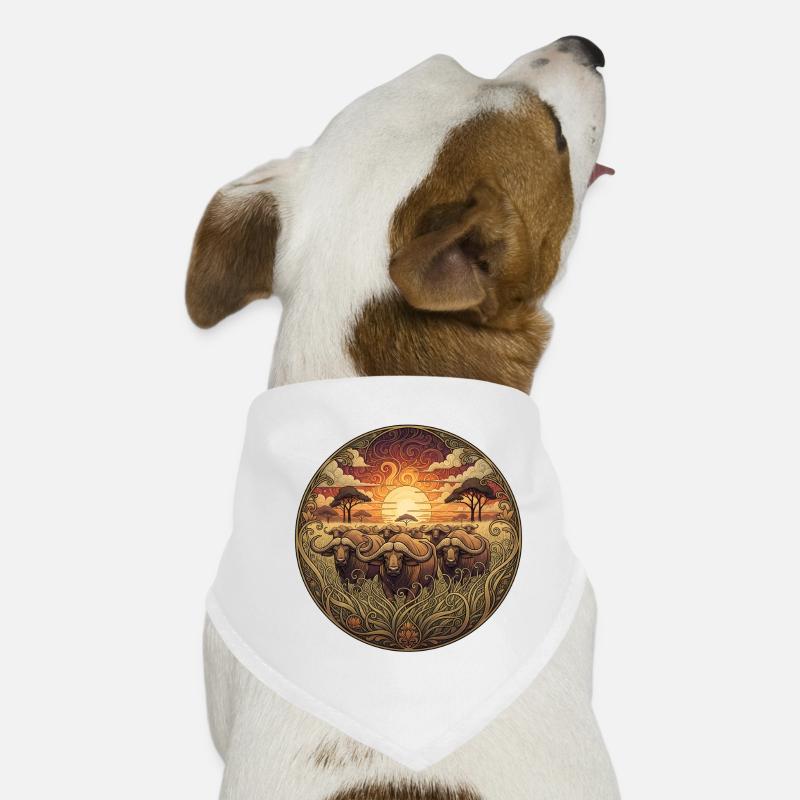 Wildebeest Sunset Circular Art Dog Bandana