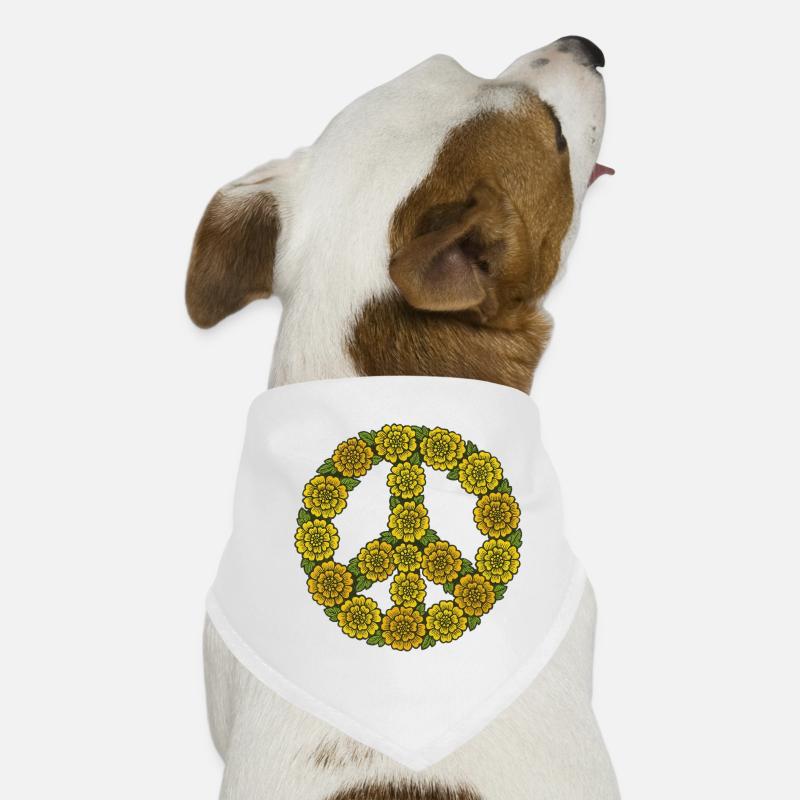 Blumen-Friedenszeichen-Kreis Hunde-Bandana
