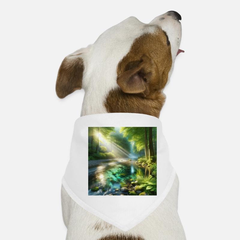 Sunshine in a forest stream Dog Bandana