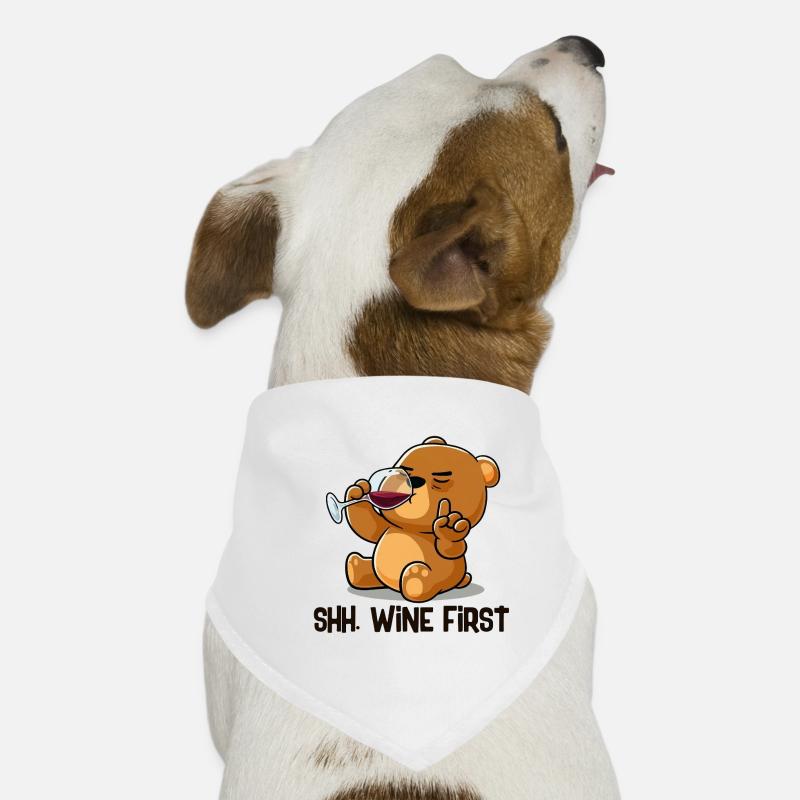 Shh Wine First Bear Drinks Wine Dog Bandana