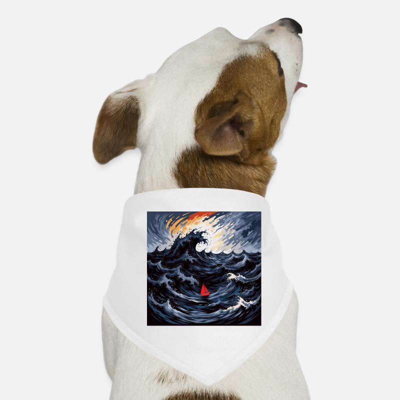 Voile rouge dans la mer des tempêtes Bandana pour chien