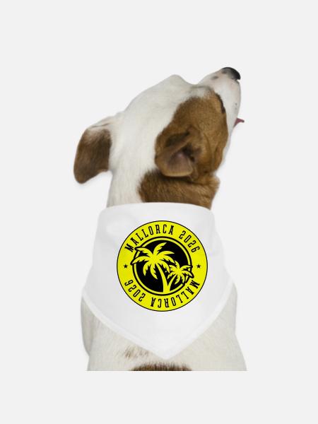 Mallorca 2026 Palmen - Hunde-Bandana - Weiß - Vorne