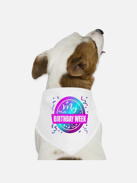 My Birthday Week Celebration - Dog Bandana - white - Front