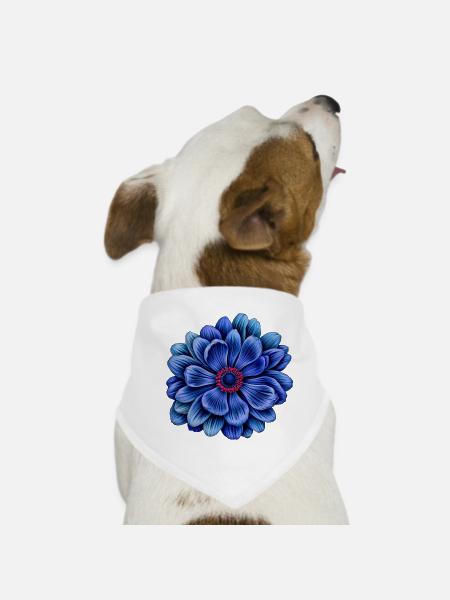 Blaue blüte mit roter Mitte anemone - Hunde-Bandana - Weiß - Vorne