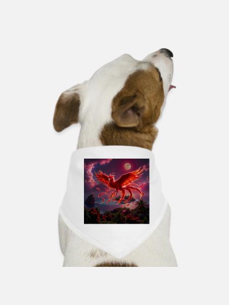 Phénix cramoisi au-dessus des îles tropicales - Bandana pour chien - blanc - Devant