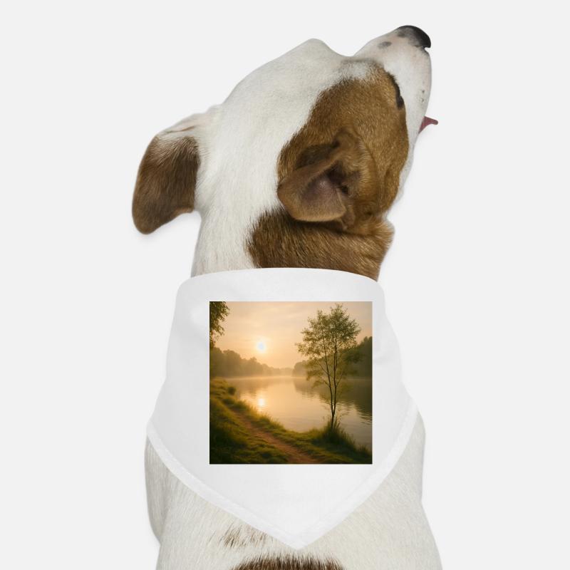 Morgengold am Flusspfad - Hunde-Bandana - Weiß