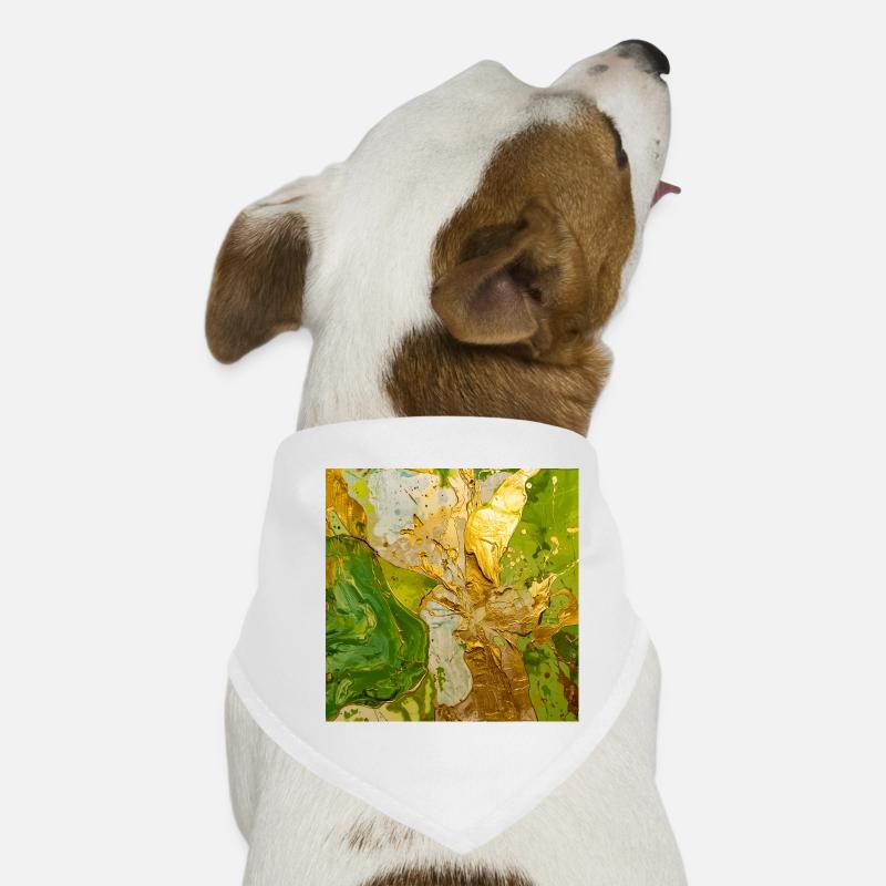 Golden Green Abstraction with Metal Texture Dog Bandana