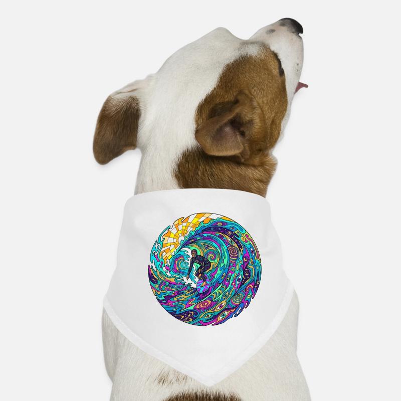 Psychedelic Surf Wave Dog Bandana