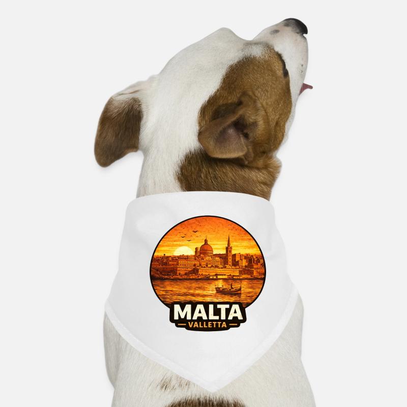 Malta Valletta Skyline Sunset Dog Bandana
