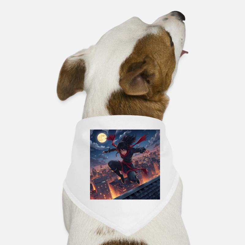 Saut nocturne au clair de lune par-dessus les toits Bandana pour chien