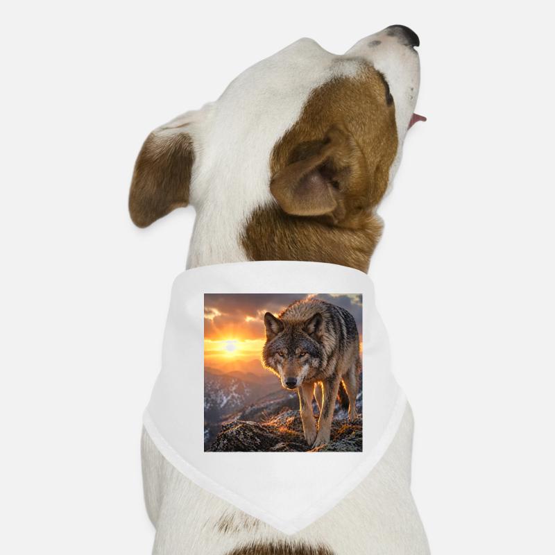 Loup dans la montagne du coucher du soleil Bandana pour chien