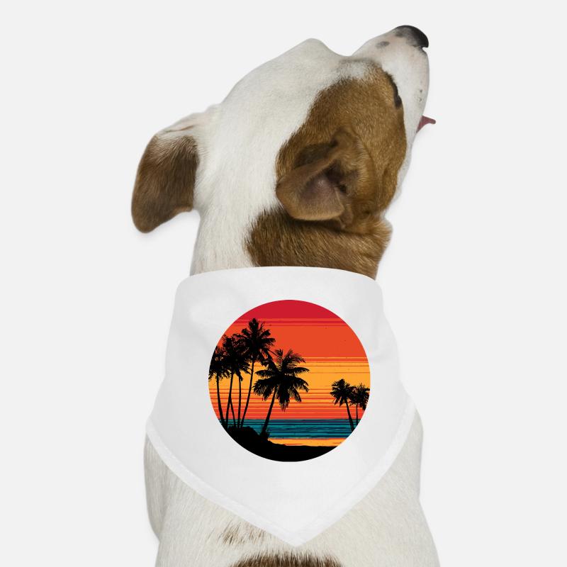 Palmen Strand Sunset Retro Hunde-Bandana