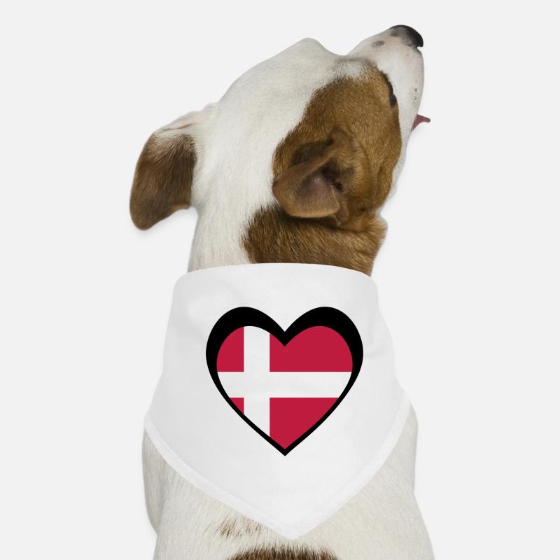 Danmark Sort Hjerte – Kærlighed til Danmark - Dog Bandana - white