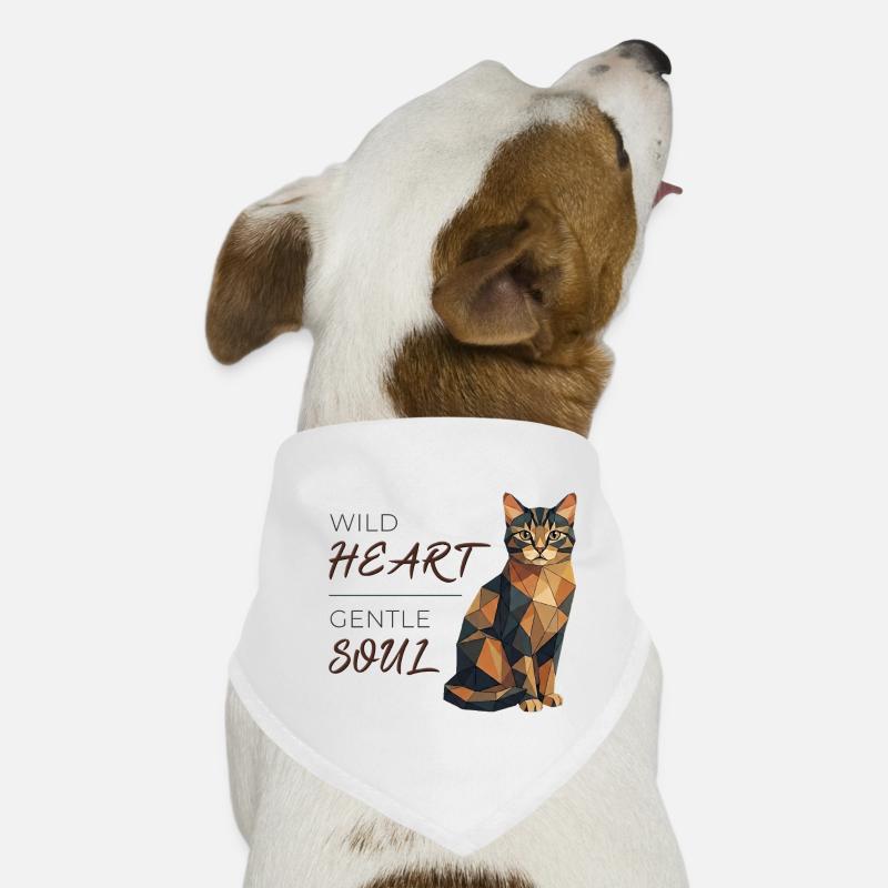 Cat Design Low-Poly - Cœur sauvage, âme douce Bandana pour chien