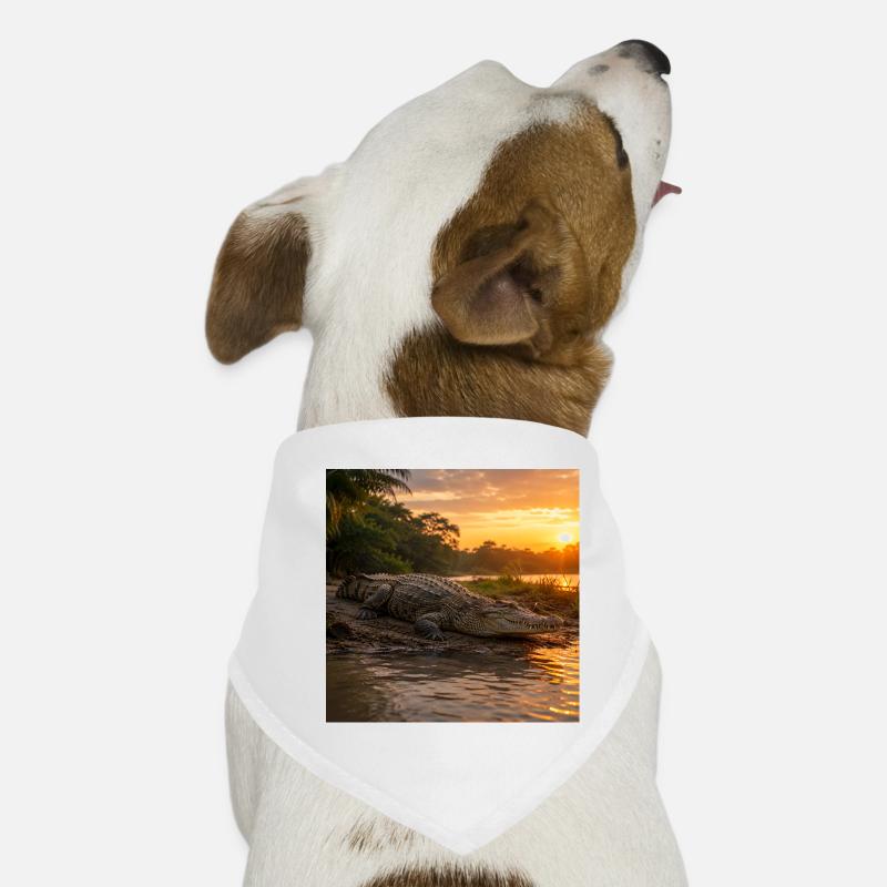 Sunset and crocodile by the river Dog Bandana