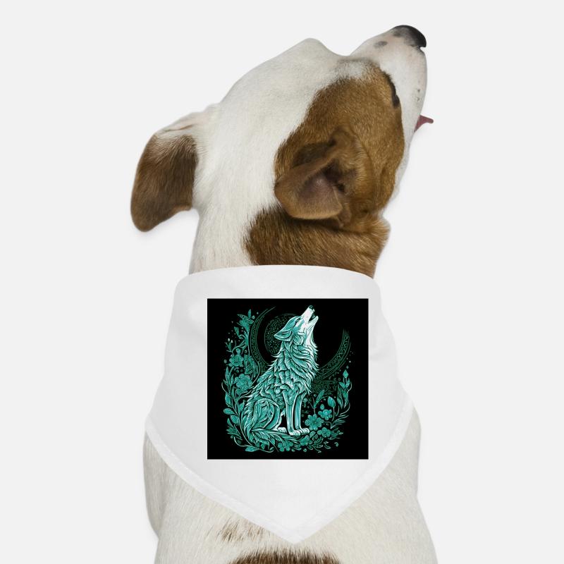Mondwolf Linienstil mit Flora Hunde-Bandana