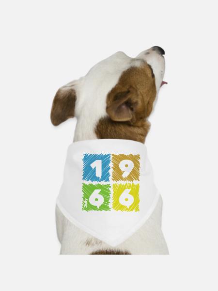 60. Geburtstag Farbige Patches since 07/1966 - Hunde-Bandana - Weiß - Vorne
