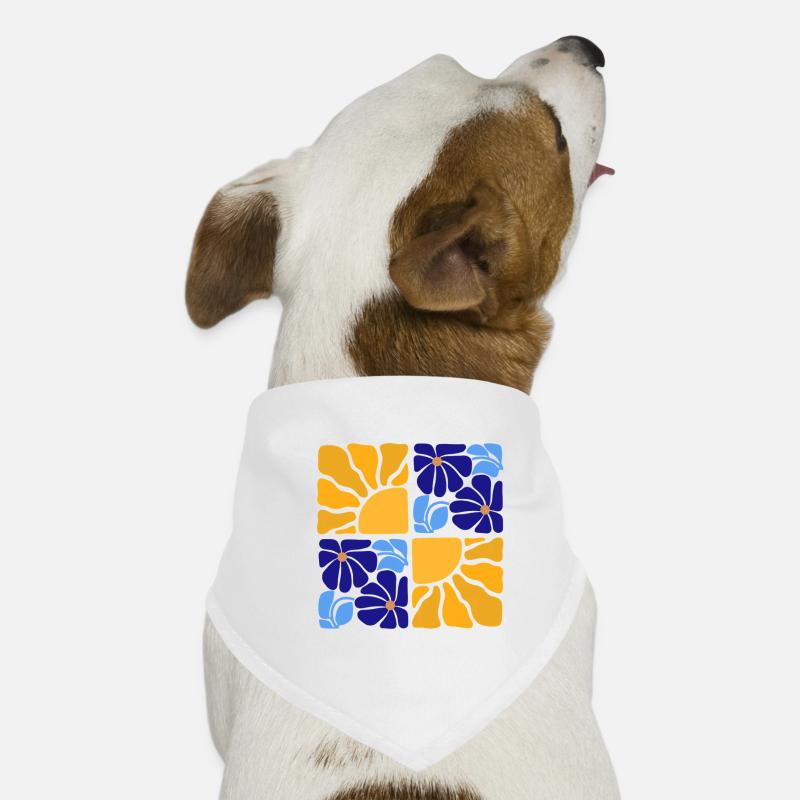 70s Retro Blumen & Sonne Design Hunde-Bandana