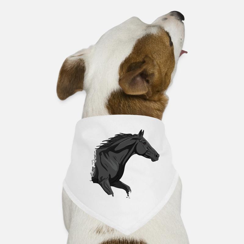 Der Kopf eines galoppierenden schwarzen Pferdes Hunde-Bandana